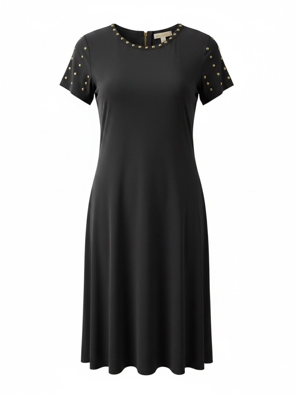 Michael Michael Kors Classic Black Dress Gold Studs on Sleeves, Around Neck
